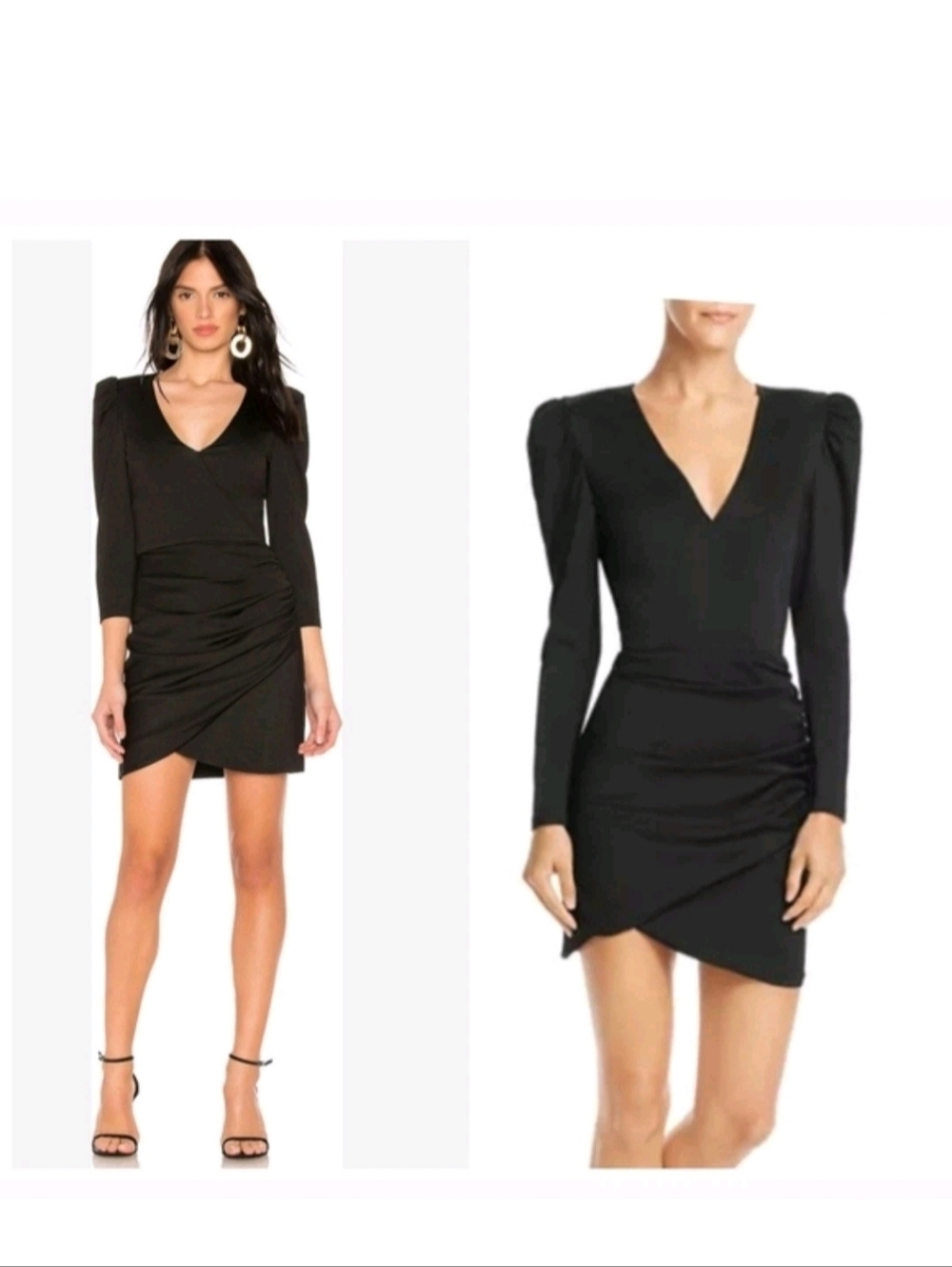 Alice + Olivia Judy Ruched Puff-Sleeve Dress Size 4